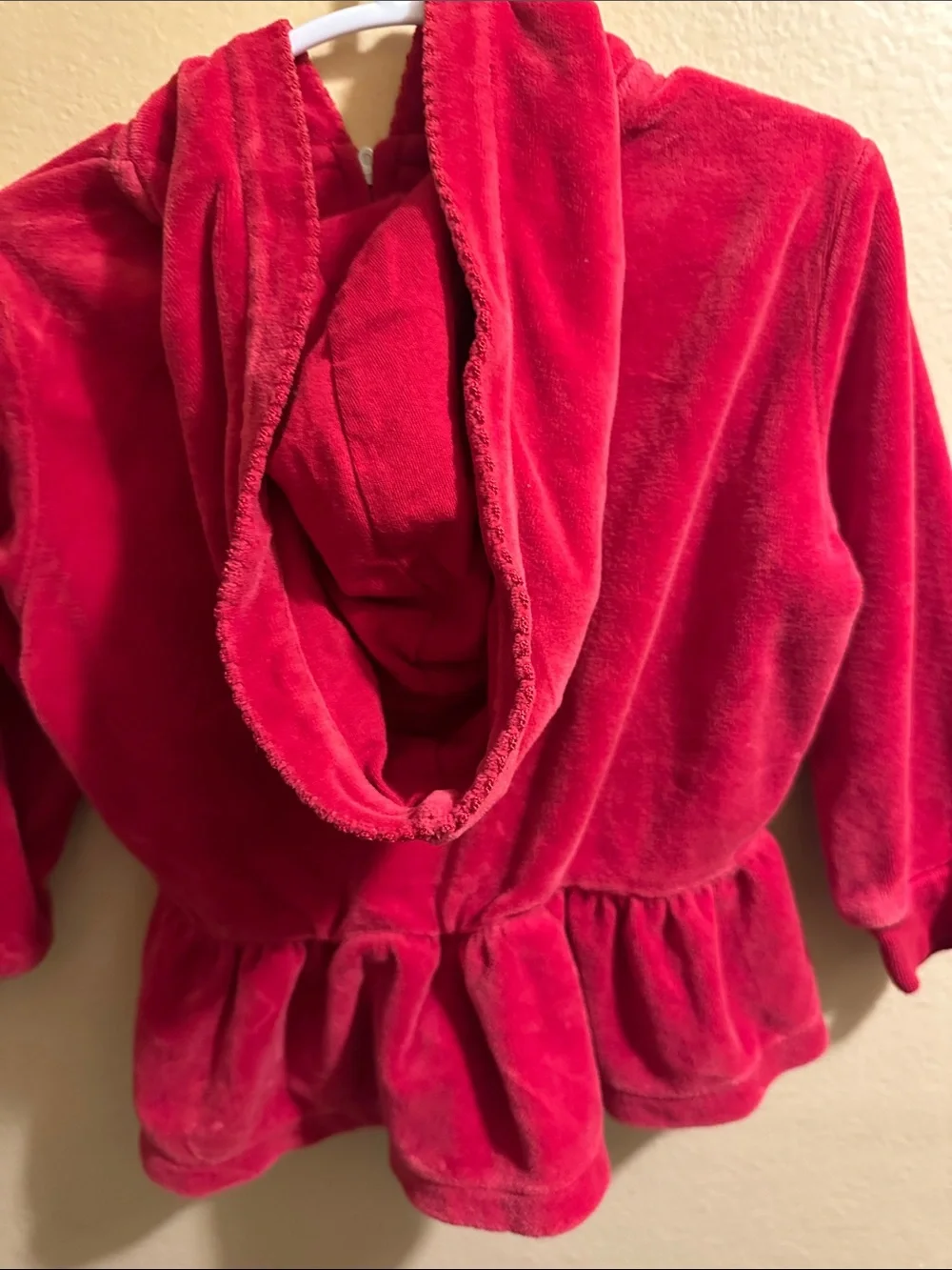Ralph Lauren Hot Pink Velvet Hooded Zip Peplum Jacket